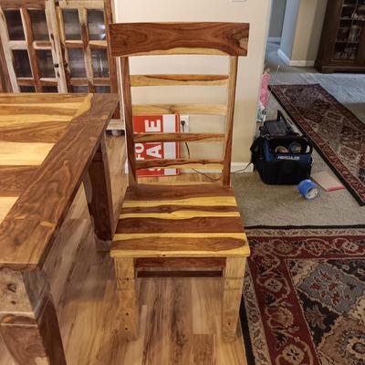 ONE OF A KIND SHEESHAM WOODEN TABLE W/6 CHAIRS