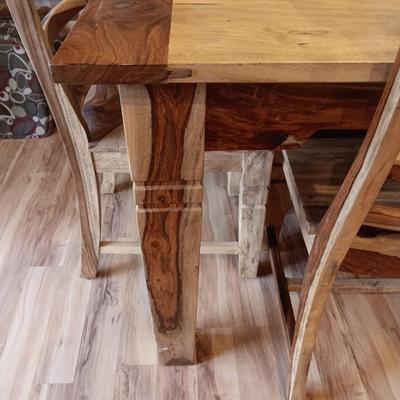 ONE OF A KIND SHEESHAM WOODEN TABLE W/6 CHAIRS