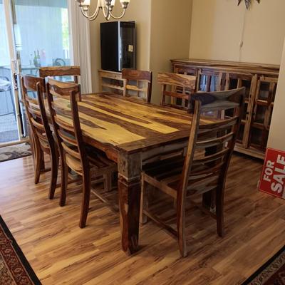 ONE OF A KIND SHEESHAM WOODEN TABLE W/6 CHAIRS