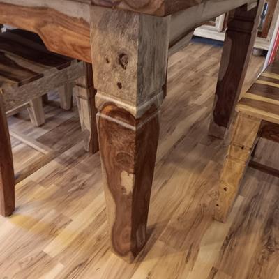 ONE OF A KIND SHEESHAM WOODEN TABLE W/6 CHAIRS