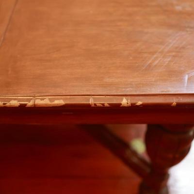 Vintage Dining Table with Carved Base and Center Leaf
