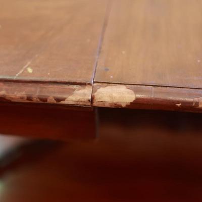 Vintage Dining Table with Carved Base and Center Leaf
