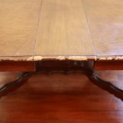 Vintage Dining Table with Carved Base and Center Leaf