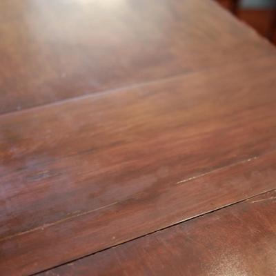 Vintage Dining Table with Carved Base and Center Leaf