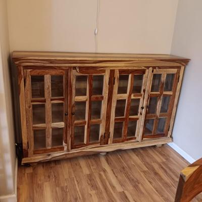 SHEESHAM GLASS PANELED SIDEBOARD/BUFFET