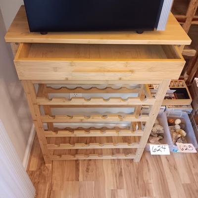 AVANTI WINE COOLER AND A WOODEN WINE RACK WITH A DRAWER