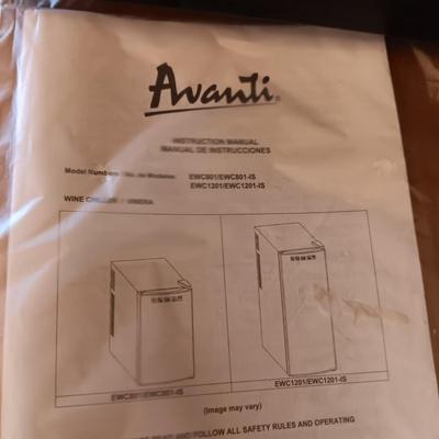 AVANTI WINE COOLER AND A WOODEN WINE RACK WITH A DRAWER