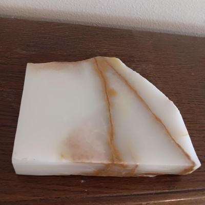 SIGNED NATIVE AMERICAN INDIAN OIL PAINTING ON A SLAB OF MARBLE