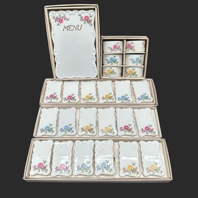 Vintage Porcelain Write-On/Wipe-Off Menu Board with Matching Place Cards & Napkin Rings