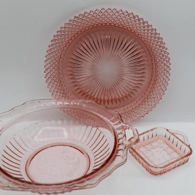 Collection of Pink Depression Glass