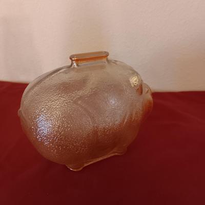 2 VINTAGE GLASS COIN BANKS