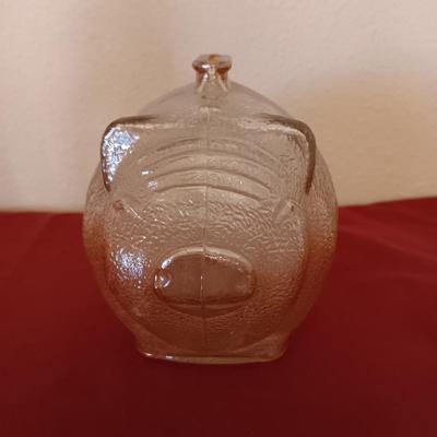 2 VINTAGE GLASS COIN BANKS