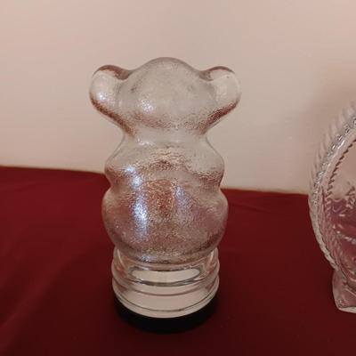 INDIAN HEAD GLASS COIN BANK AND SAN DIEGO ZOO GLASS JAR