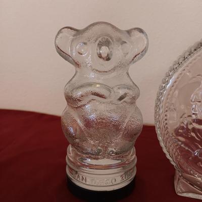 INDIAN HEAD GLASS COIN BANK AND SAN DIEGO ZOO GLASS JAR