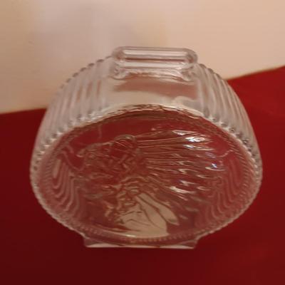 INDIAN HEAD GLASS COIN BANK AND SAN DIEGO ZOO GLASS JAR