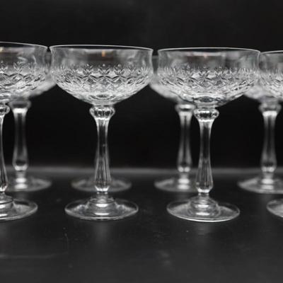 Cut Crystal Coupe Glasses - Set of 8