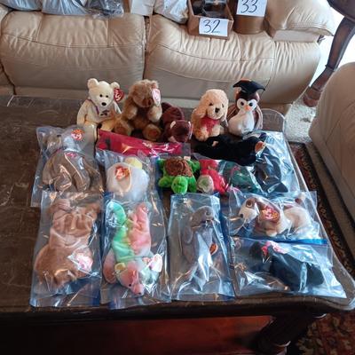 LIKE NEW STANDARD SIZE TY BEANIE BABIES WITH SOME MCDONALD'S BEANIE BABIES