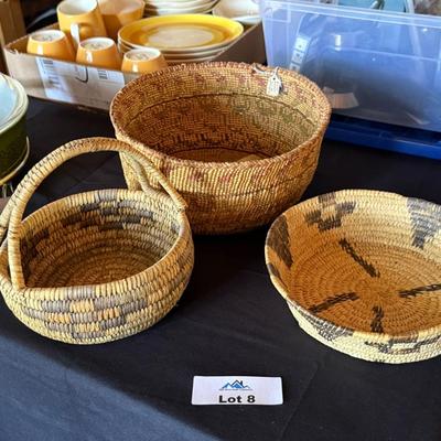 Sale Photo Thumbnail #14: 3 different native woven baskets as shown