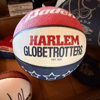 Sale Photo Thumbnail #58: Signed Globe Trotters Ball/Mini Ball signed by Bill Walton+