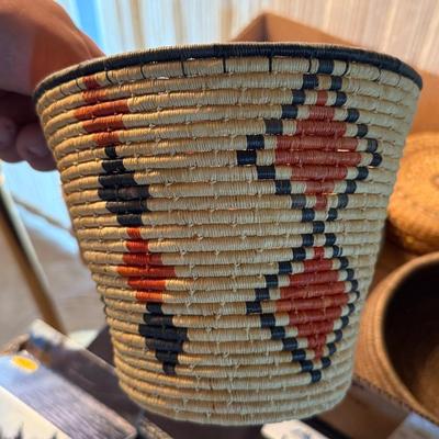 Sale Photo Thumbnail #143: 7 assorted Native made woven baskets