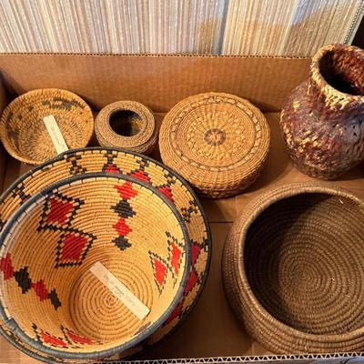 Sale Photo Thumbnail #141: 7 assorted Native made woven baskets