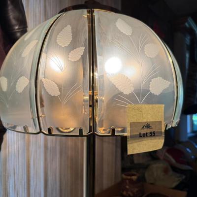 Sale Photo Thumbnail #147: Working brass & glass floor lamp w/several bulbs