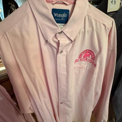 Sale Photo Thumbnail #183: 3 Extra Large Pink Wrangler Men’s Shirts - 2 Rodeo theme