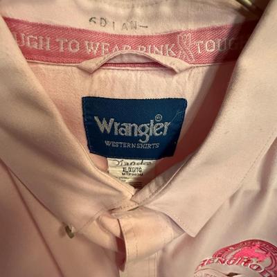 Sale Photo Thumbnail #184: 3 Extra Large Pink Wrangler Men’s Shirts - 2 Rodeo theme
