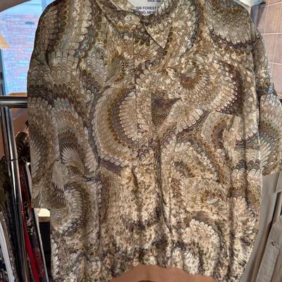 Sale Photo Thumbnail #202: Feather looking XL Allen Stuart short sleeve vintage shirt