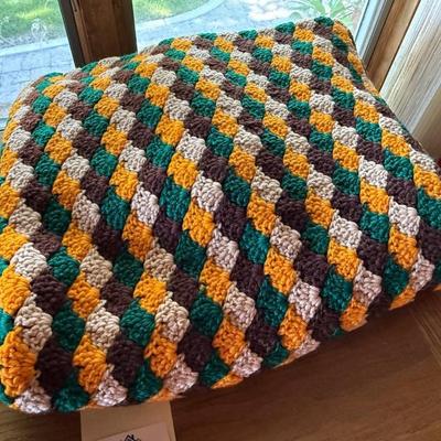 Sale Photo Thumbnail #209: Green & Yellow unknown size crochet Blanket