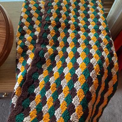 Sale Photo Thumbnail #210: Green & Yellow unknown size crochet Blanket