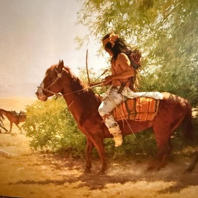 Sale Photo Thumbnail #255: 232/250 signed Howard Terpning Native Canvas 55”x35”