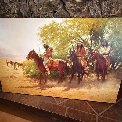 Sale Photo Thumbnail #253: 232/250 signed Howard Terpning Native Canvas 55”x35”