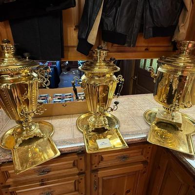 Sale Photo Thumbnail #293: 3 large sized Brass Samovars - all as shown