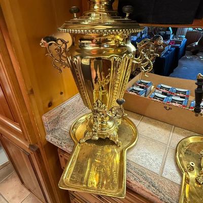 Sale Photo Thumbnail #294: 3 large sized Brass Samovars - all as shown