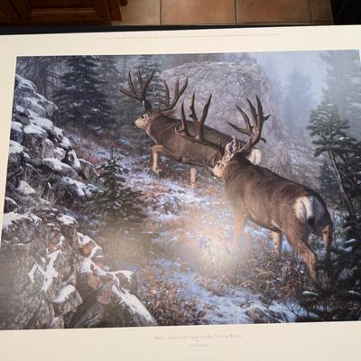 Sale Photo Thumbnail #305: #92/950 signed Leon Parson Deer themed unframed lithograph
