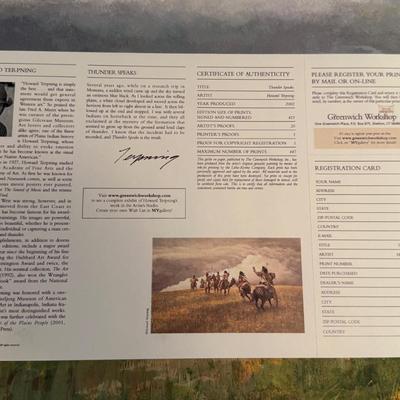 Sale Photo Thumbnail #322: Limited edition print #125/425 Howard Terpning “Thunder Speaks” print