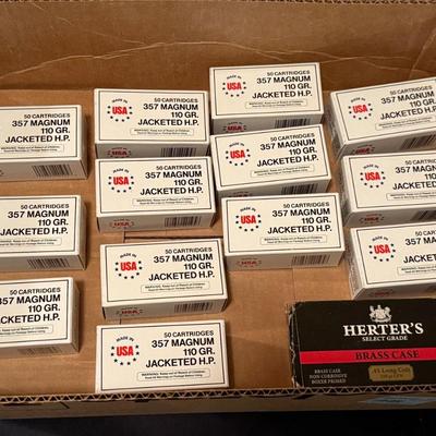 Sale Photo Thumbnail #357: 13 full boxes of 357 Magnum Ammo & 1 partial 45 long