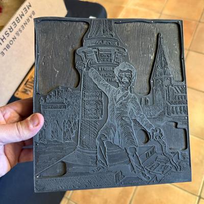 Sale Photo Thumbnail #368: 2 matching Wood & Metal vintage printing plates