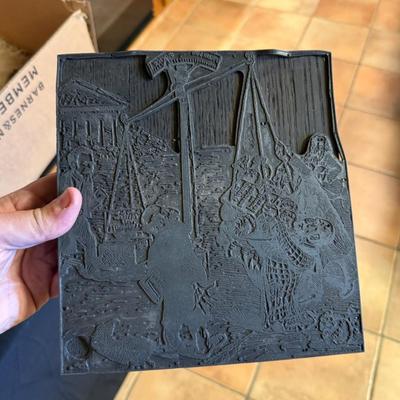Sale Photo Thumbnail #369: 2 matching Wood & Metal vintage printing plates
