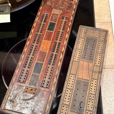 Sale Photo Thumbnail #394: 2 wooden Vintage Cribbage Boards