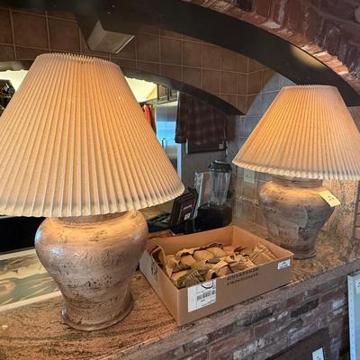 Sale Photo Thumbnail #412: large ceramic brown colored table lamps