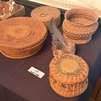 Sale Photo Thumbnail #438: 5 Native Woven Baskets as shown