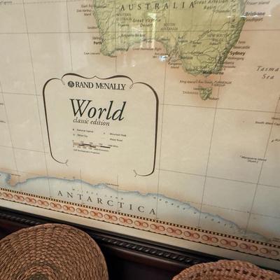 Sale Photo Thumbnail #450: large framed Rand McNally world map