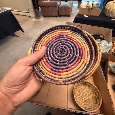 Sale Photo Thumbnail #473: lot of woven native baskets some with lids as shown