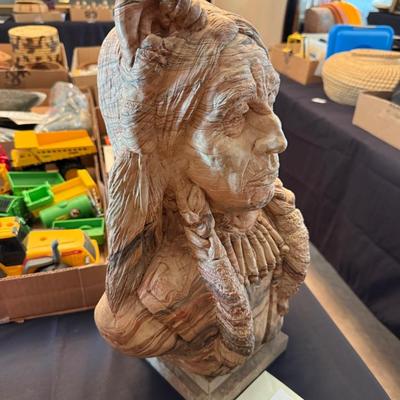 Sale Photo Thumbnail #492: heavy ceramic or stone Indian Bust as shown.
About 18”t