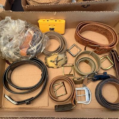 Sale Photo Thumbnail #497: bunch of leather type belts and belt buckles