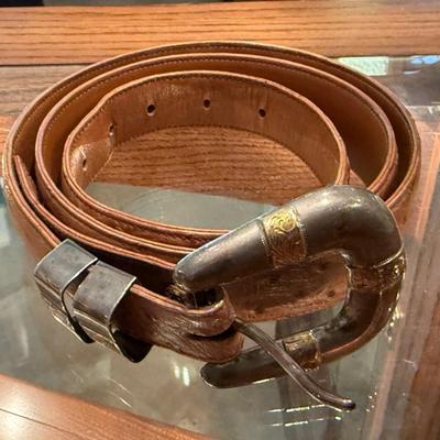 Sale Photo Thumbnail #588: Leather belt with Sterling Buckle
