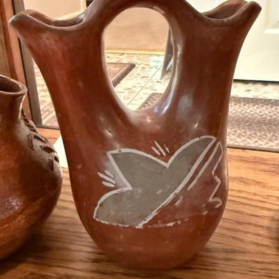 Sale Photo Thumbnail #651: 2 different shaped ceramic Pueblo Wedding Jugs