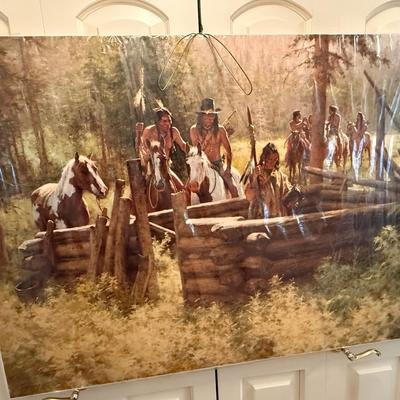 Sale Photo Thumbnail #666: Abandoned titled Howard Terpning 50” x 36” Canvas